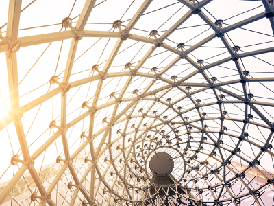 Image of the structural framework of a spiral building