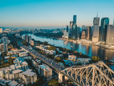 Image looking over the Storey Bridge and Brisbane river.